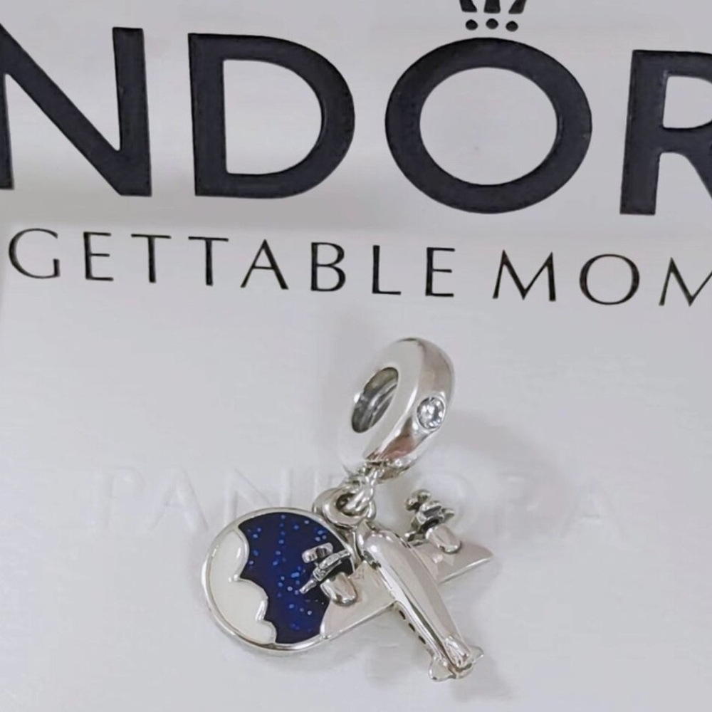 NWT Pandora 925 Silver & Blue Airplane Charm